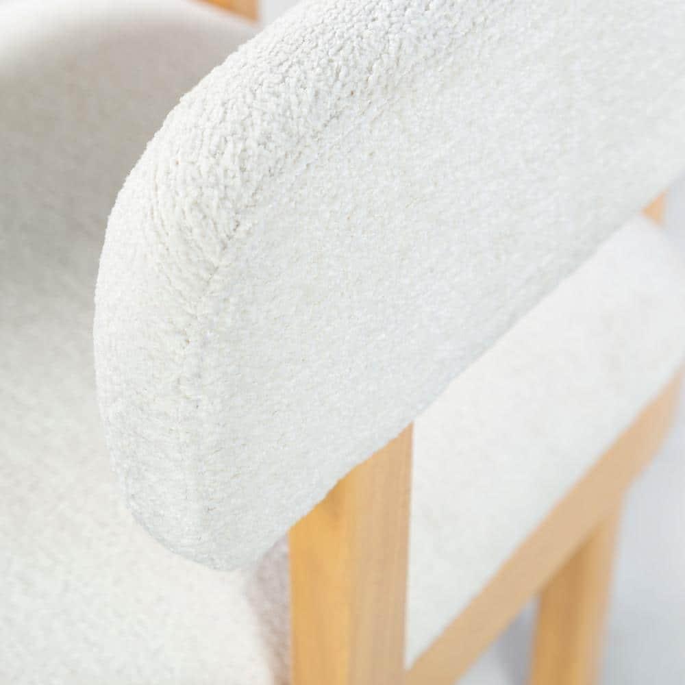 SAFAVIEH Couture Trystan Scandinavian Boucle Solid Dining Chair, Ivory/Natural
