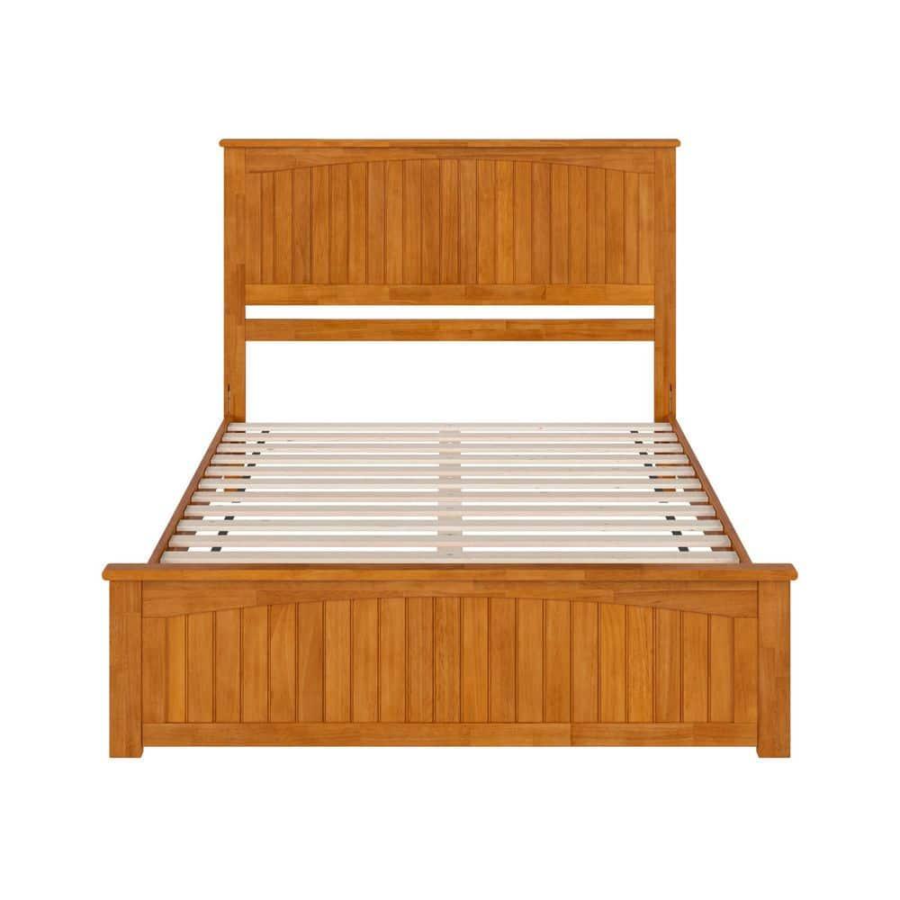 AFI Naples Queen Solid Wood Low Profile Platform Bed with Matching Footboard, Light Toffee