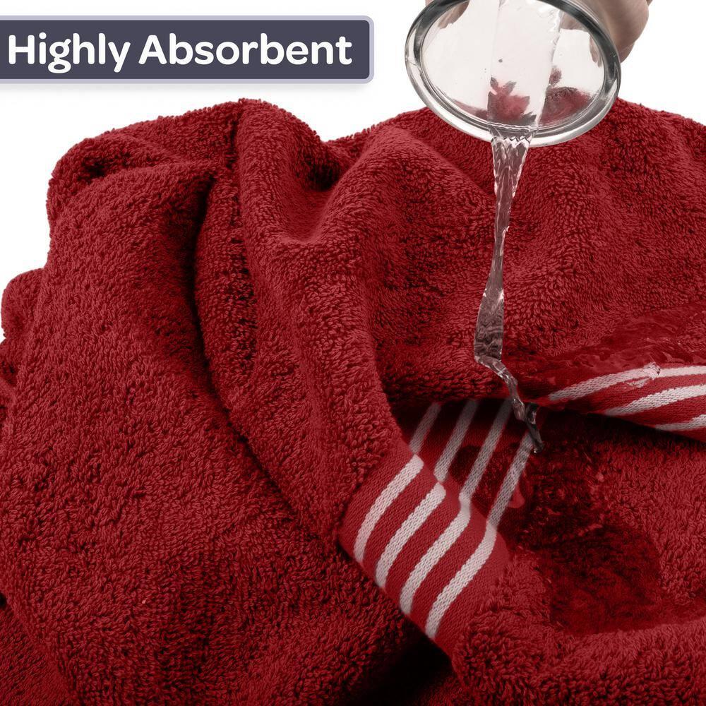 Lavish Home Luxury Cotton Bath Towels, Burgundy