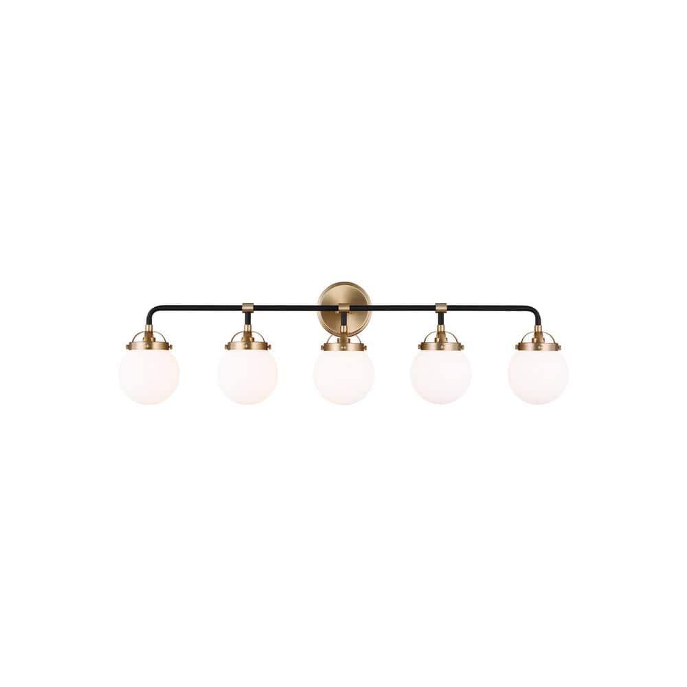 Generation Lighting Cafe 38.25-in 5 -Light Satin Bronze Modern/contemporary Vanity light