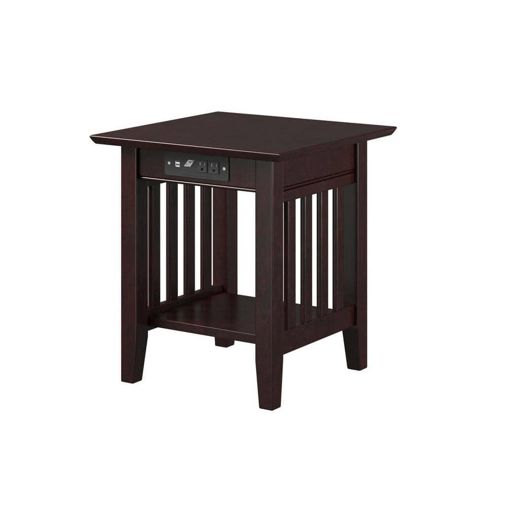 Mission End Table with Charging Station in Espresso