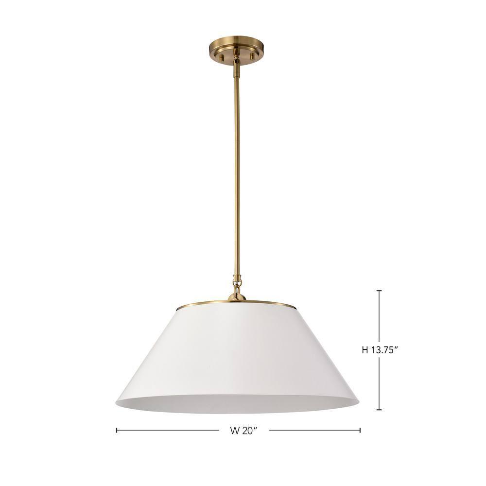 Nuvo Lighting Dover 3 Light Large Pendant White with Vintage Brass