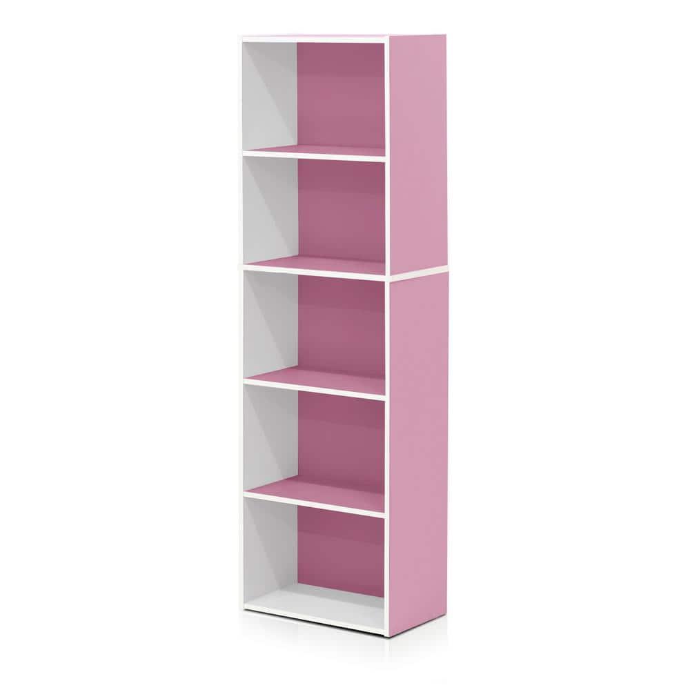 Furinno 5 Cube Reversible Storage Bookcase Open Shelf Organzier Horizontal Vertical,Pink