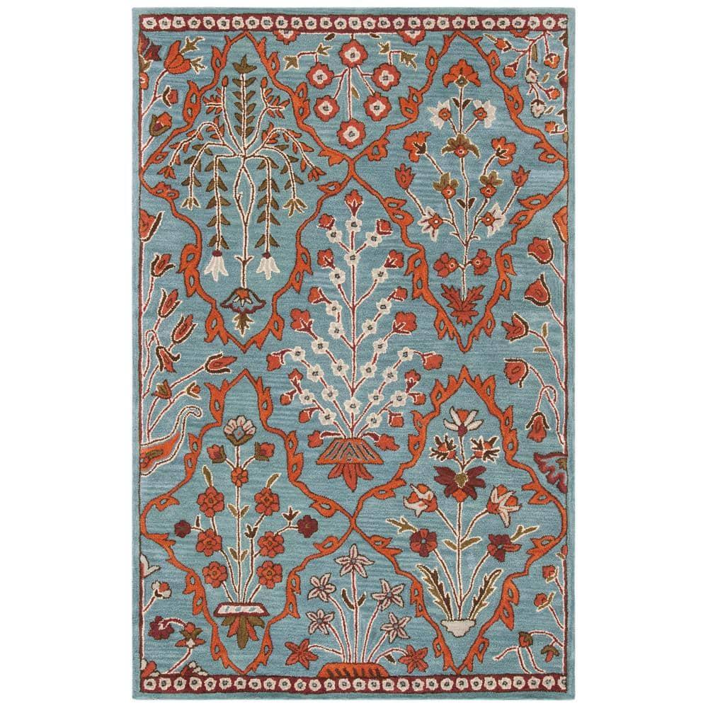 Wyndham WYD206 Power Loomed Area Rug - Blue/Rust - 8'9"x12' - Safavieh.