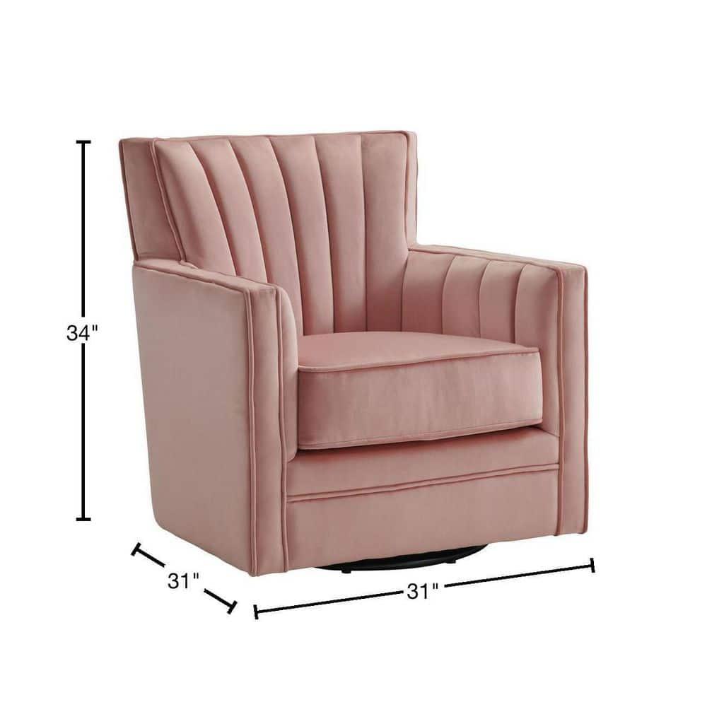Lawson Swivel Chair Pink - Picket House Furnishings: Upholstered Velvet Accent for Living Room, Foam Filled