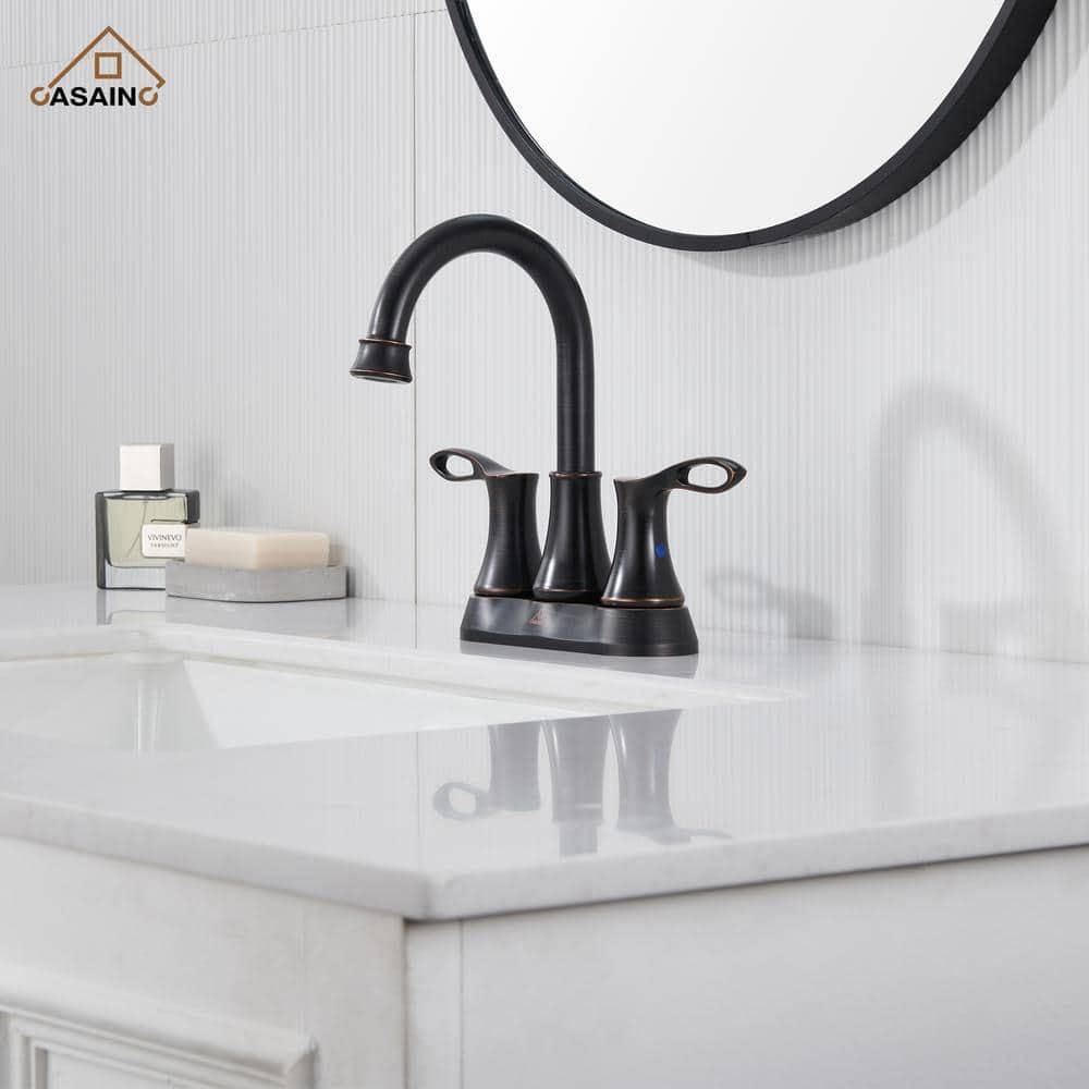 CASAINC KCL0014-ORB 4-inch Centerset Bathroom Faucet with Drain
