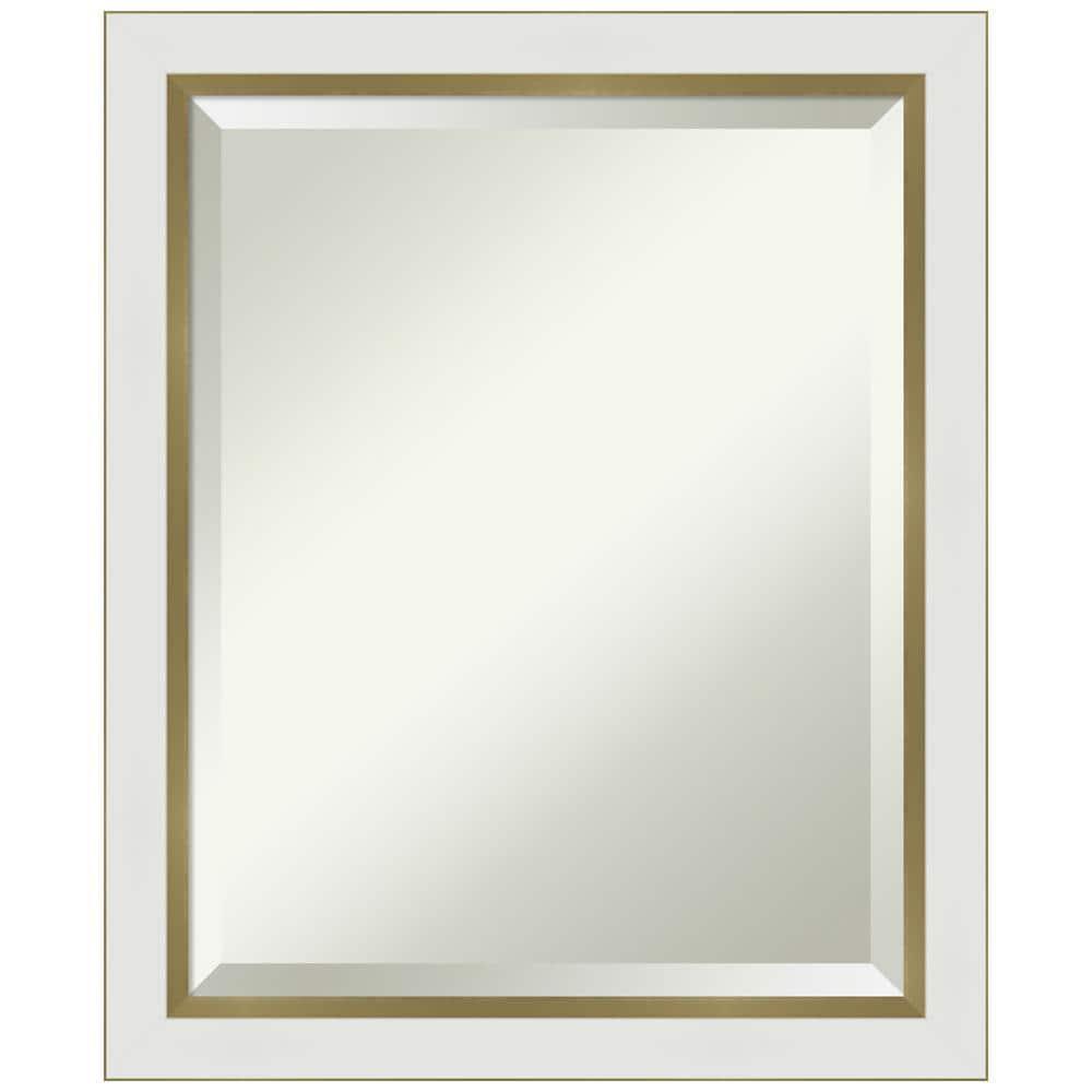 Amanti Art Eva White Gold Narrow Framed Wall Mirror - 19.12 x 23.12 in
