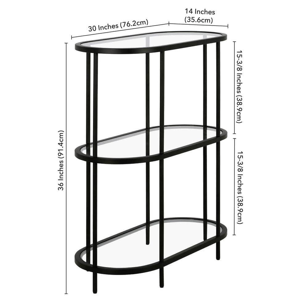 Evelyn&Zoe Leif 30" Wide Oval Bookcase, Blackened Bronze