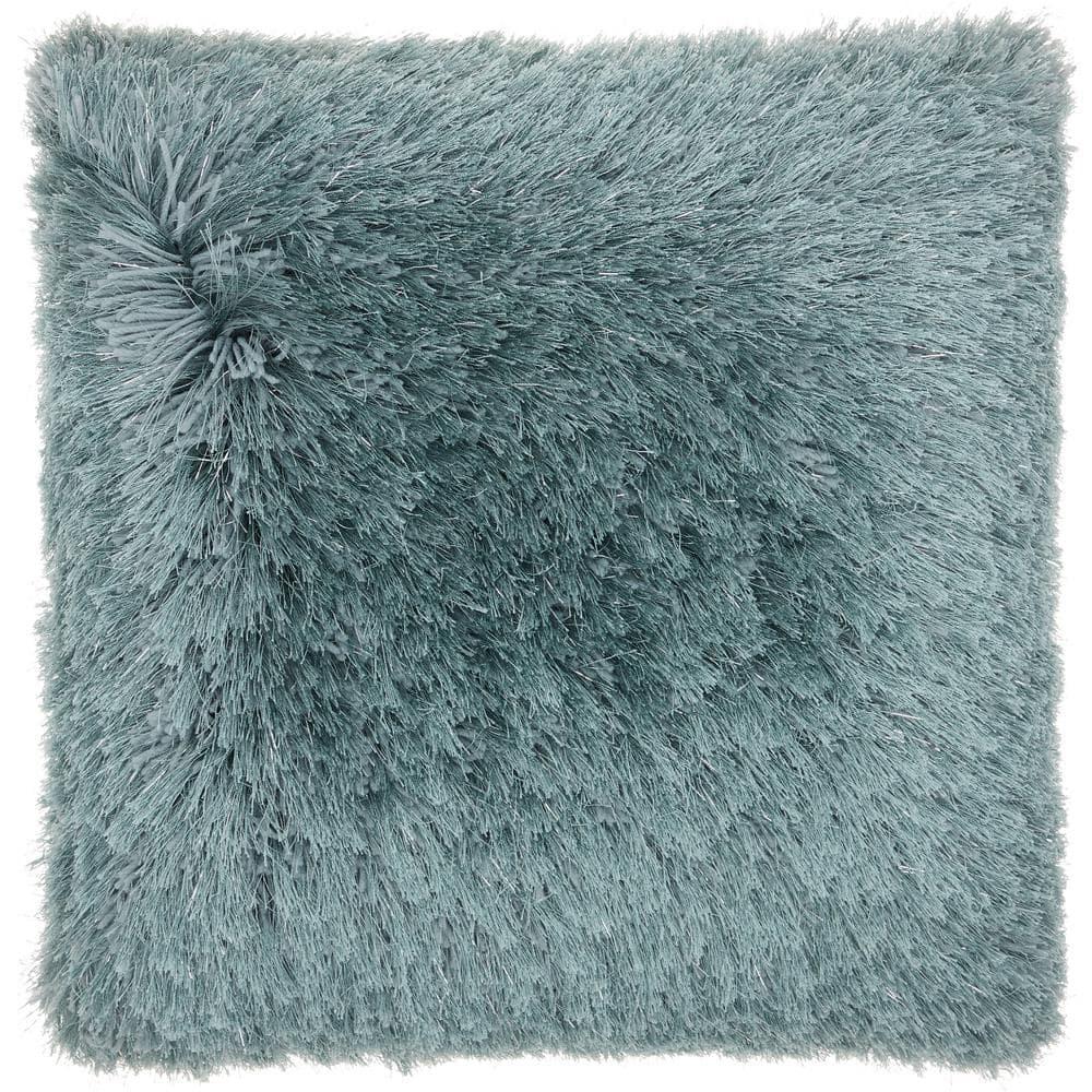 Nourison Shag Solid Celadon Decorative Throw Pillow , 20" x 20"