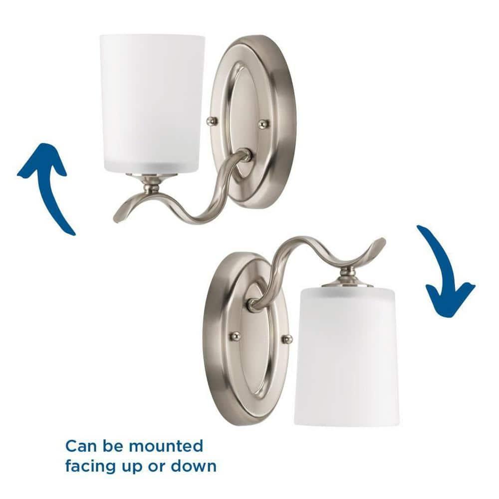 Progress Lighting Inspire 1-Light Wall Sconce, Brushed Nickel, Etched Glass Shade