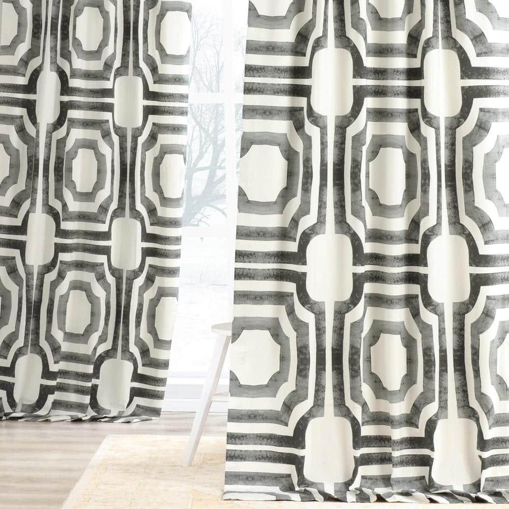 HPD Half Price Drapes Geometric Printed Curtains 108 Inches Long Luxury Cotton Curtains (1 Panel) Room Darkening Window Curtains for Bedroom & Living Room, 50W x 108L, Mecca Geometric Steel