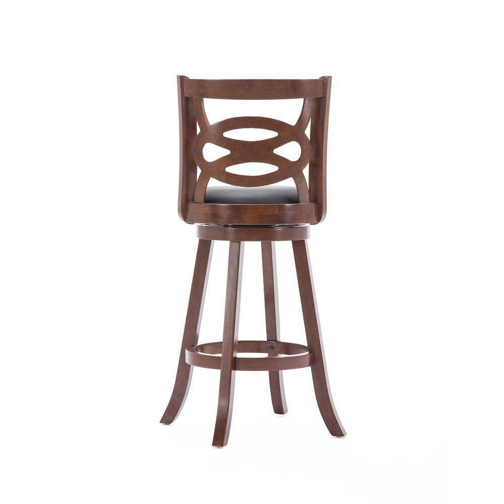 Boraam Siena 29in. High Back Swivel Wood Kitchen Bar Stool - Cherry Finish