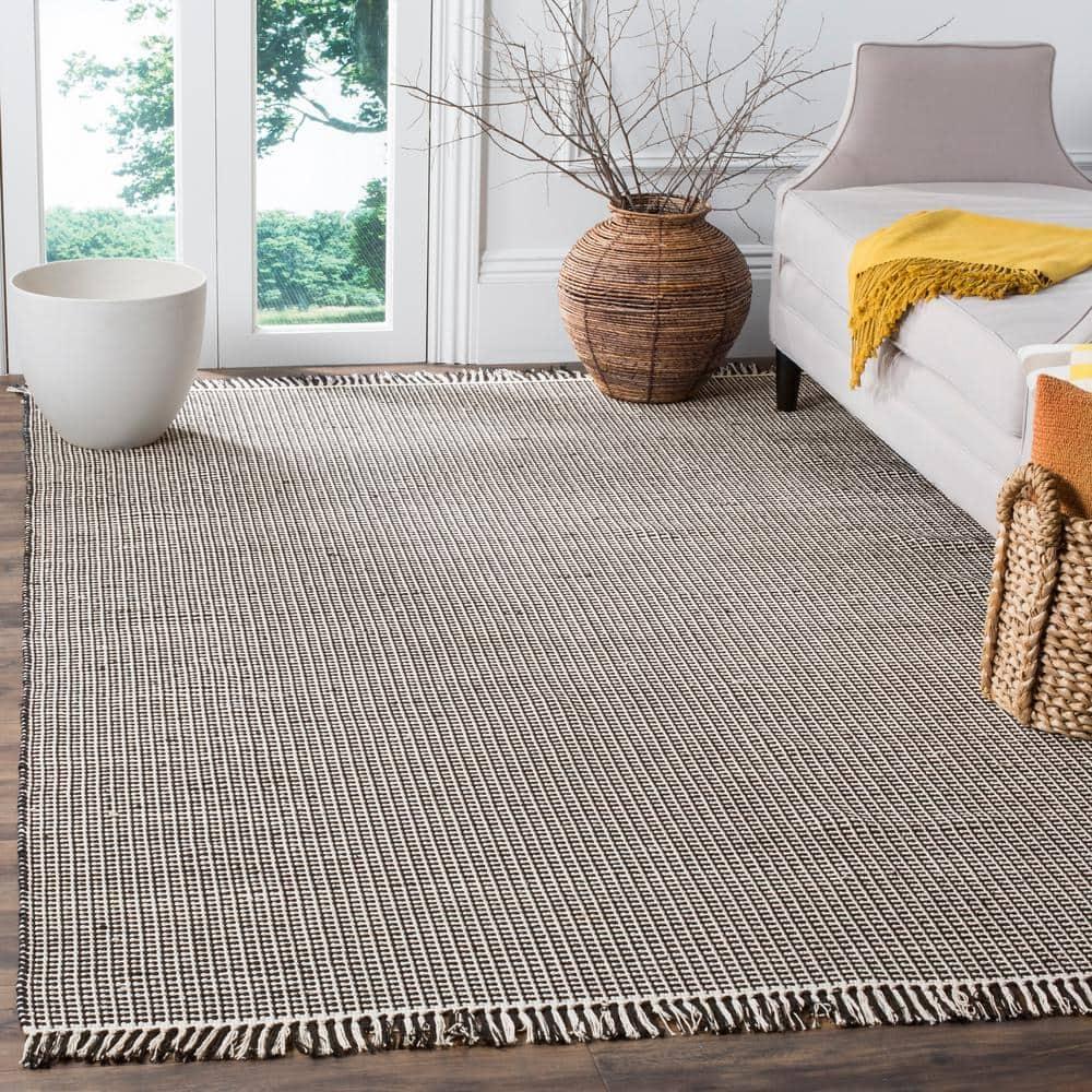 Montauk MTK340 Hand Woven Indoor Accent Rug - Ivory/Black - 4'x4' - Safavieh