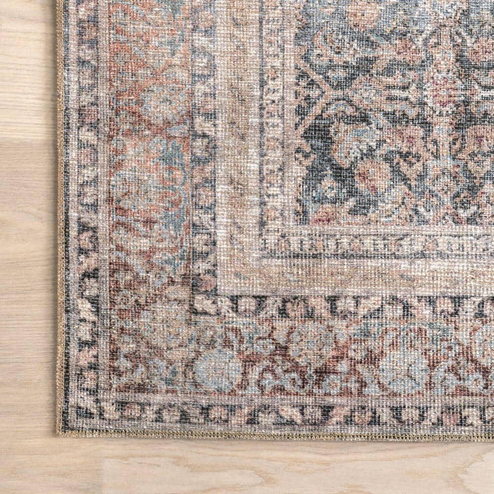 Nuloom Hillstone Collection Elfrieda Traditional Vintage Medallion Area Rug, 4' x 6', Light Beige