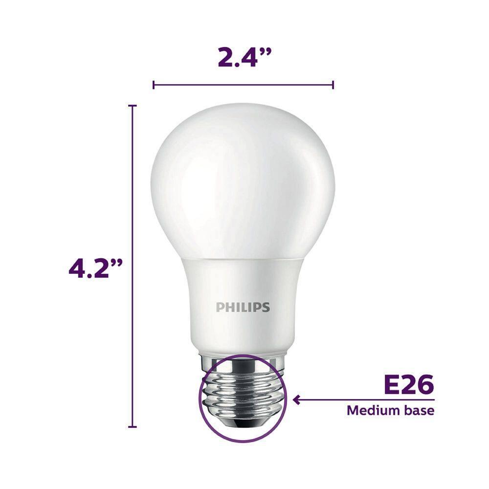 Philips LED 60-Watt A19 General Purpose Household Light Bulb, Frosted Soft White, Non-Dimmable, E26 Medium Base (4-Pack)