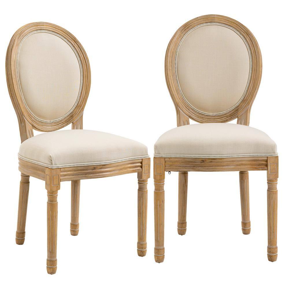 HOMCOM French-Style Upholstered Dining Chairs Set of 2, Armless Accent Side Chairs with Upholstery