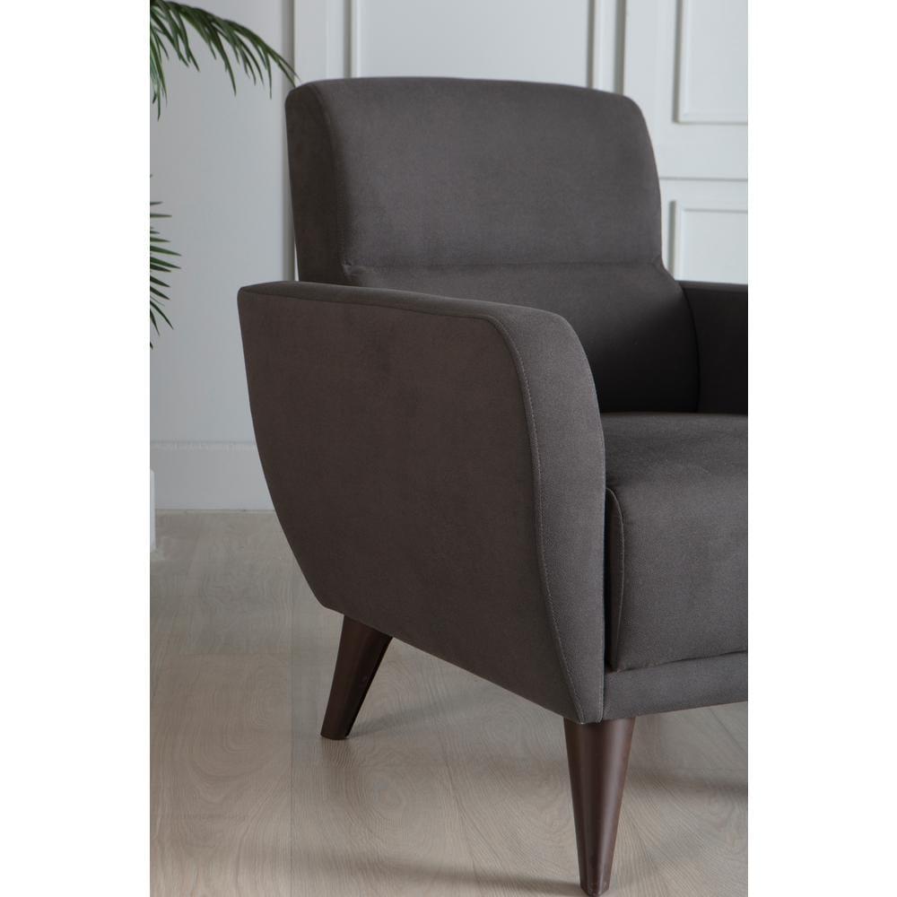 Charcoal Metal Mid-Century Modern Accent Chair with Storage