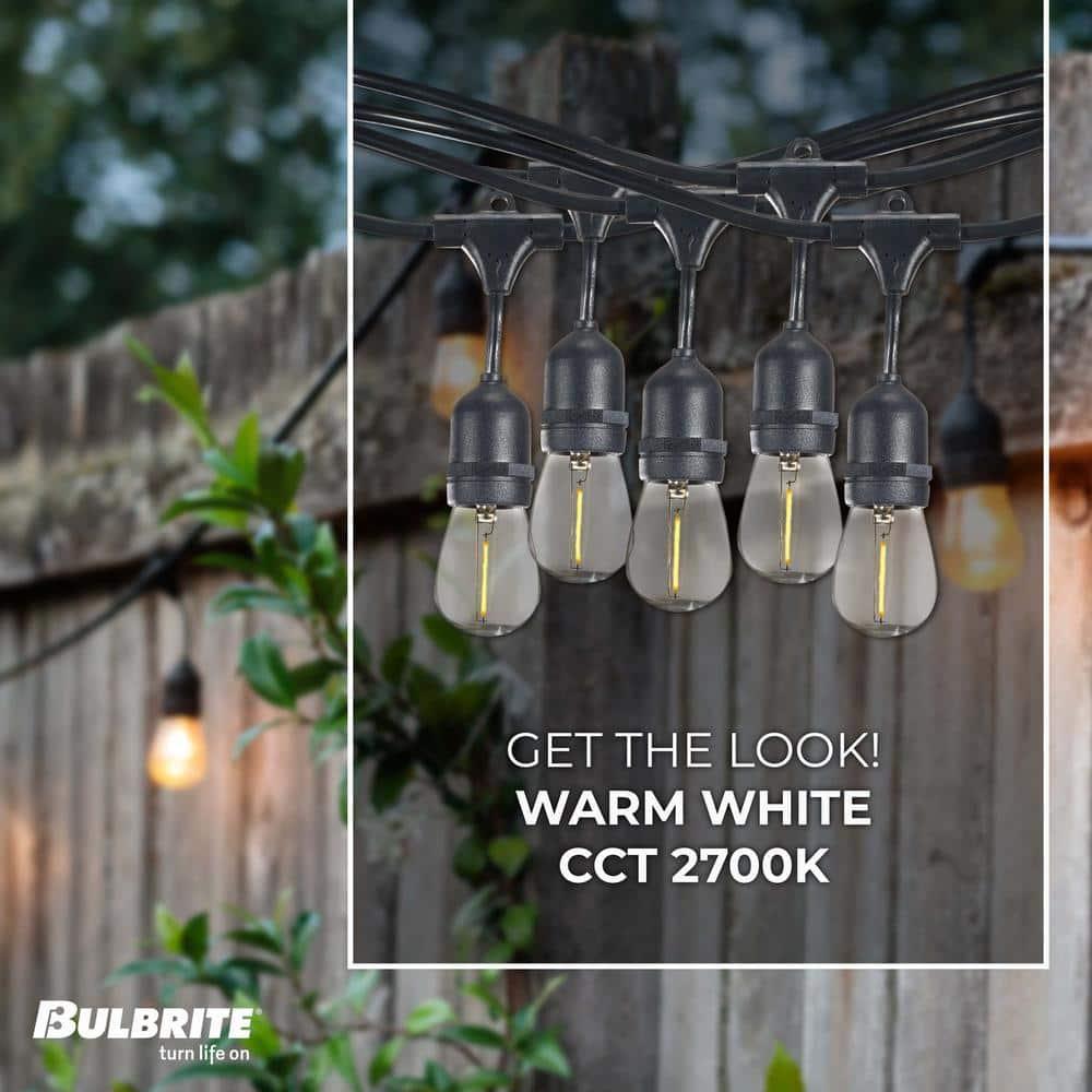 Bulbrite  14-foot Indoor/Outdoor String Light Kit with Clear Shatter Resistant Vintage Style S14 LED Light Bulbs