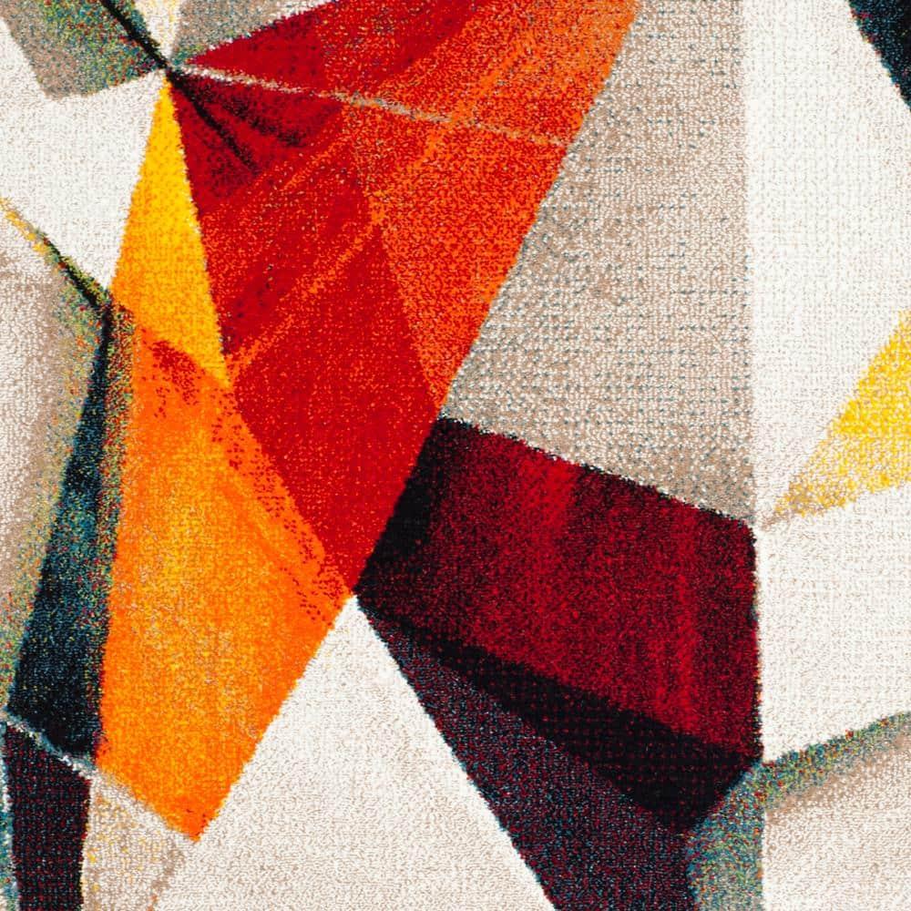 Porcello PRL6940 Power Loomed Indoor Area Rug - 5'3"x7'6" - Light Grey/Orange - Safavieh