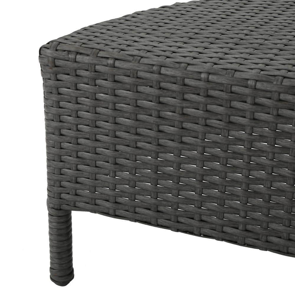 Noble House Newton 5 Piece Outdoor Wicker Sectional Sofa Set in Gray and Teal