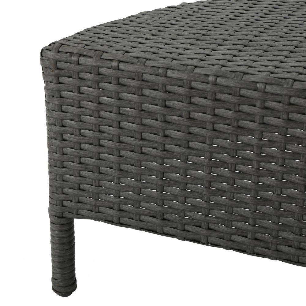Noble House Newton 5 Piece Outdoor Wicker Sectional Sofa Set in Gray and Teal