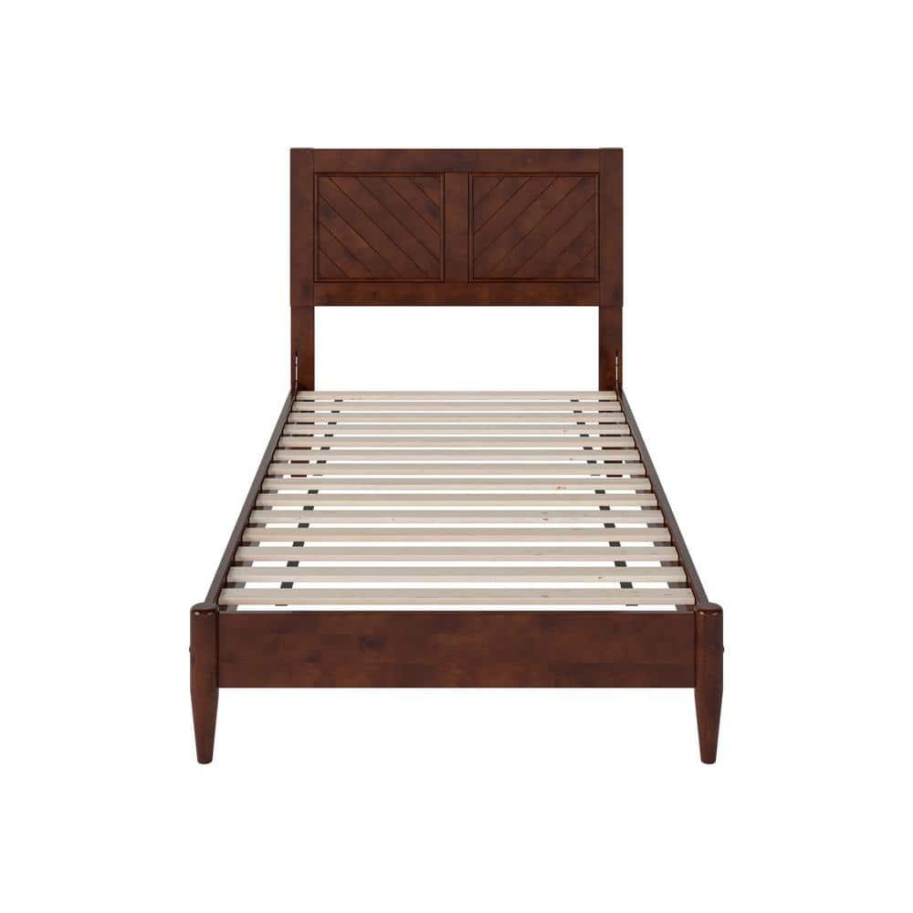 AFI Furnishings Berkshire Twin XL Solid Wood Low Profile Platform Bed in Walnut