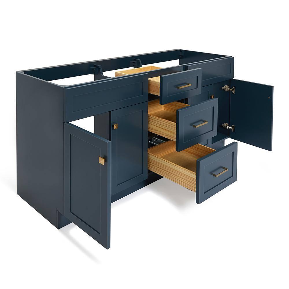 Ariel Hamlet 72 In. Double Sink Base Cabinet In Midnight Blue