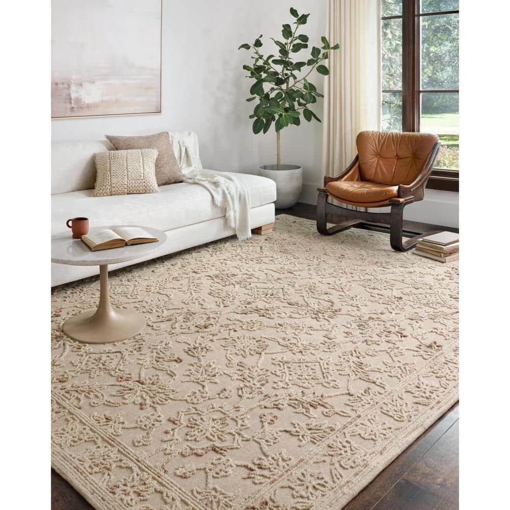 Loloi II Halle Floral Traditional Area Rug, Off-White, 7'.9" x 9'.9"