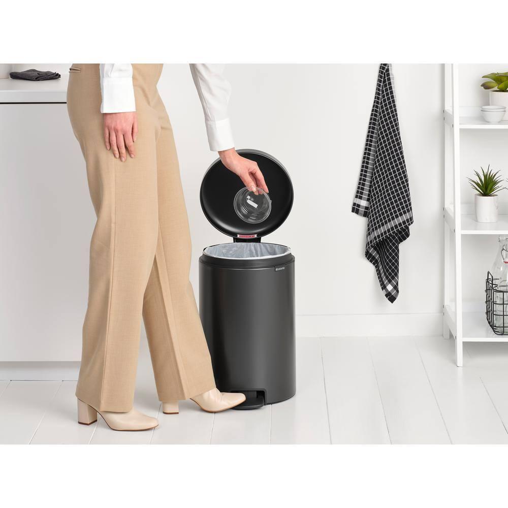 Confident Gray Polypropylene Round Step-On Trash Can, 5.3 Gallon
