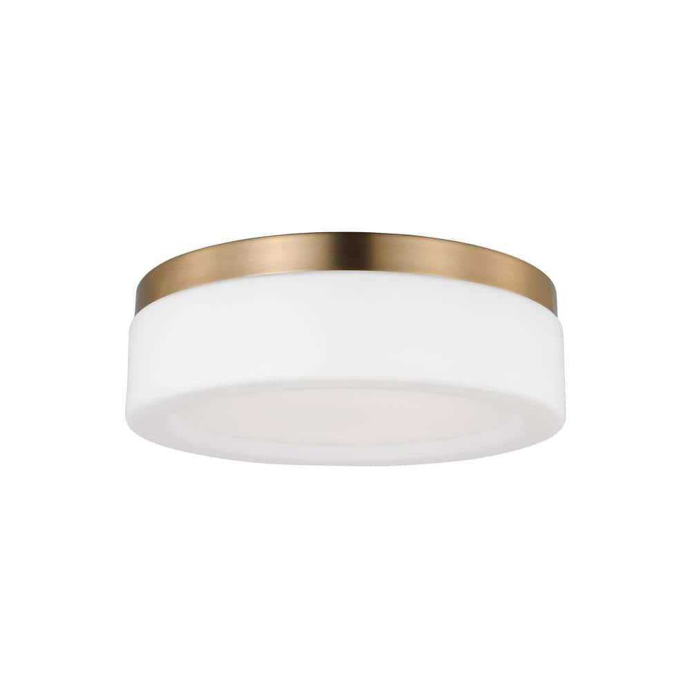 Rhett Modern Satin Brass LED Flush Mount with Etched Glass