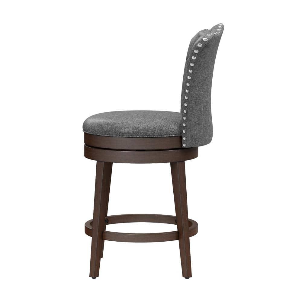Hillsdale Edenwood 26.25" Fabric Traditional Counter Stool in Chocolate/Gray