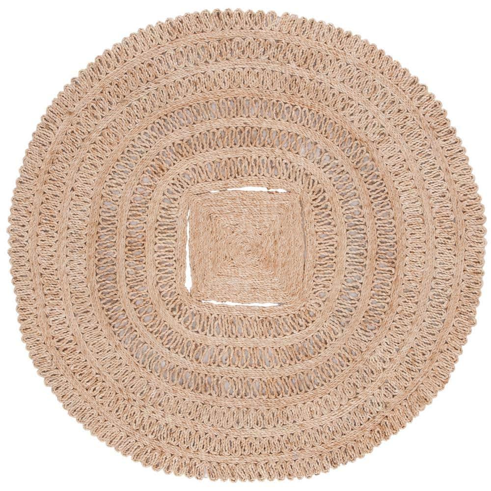 Natural Fiber NF801 Hand Woven Indoor Area Rug - Natural/Natural - 3' Round - Safavieh