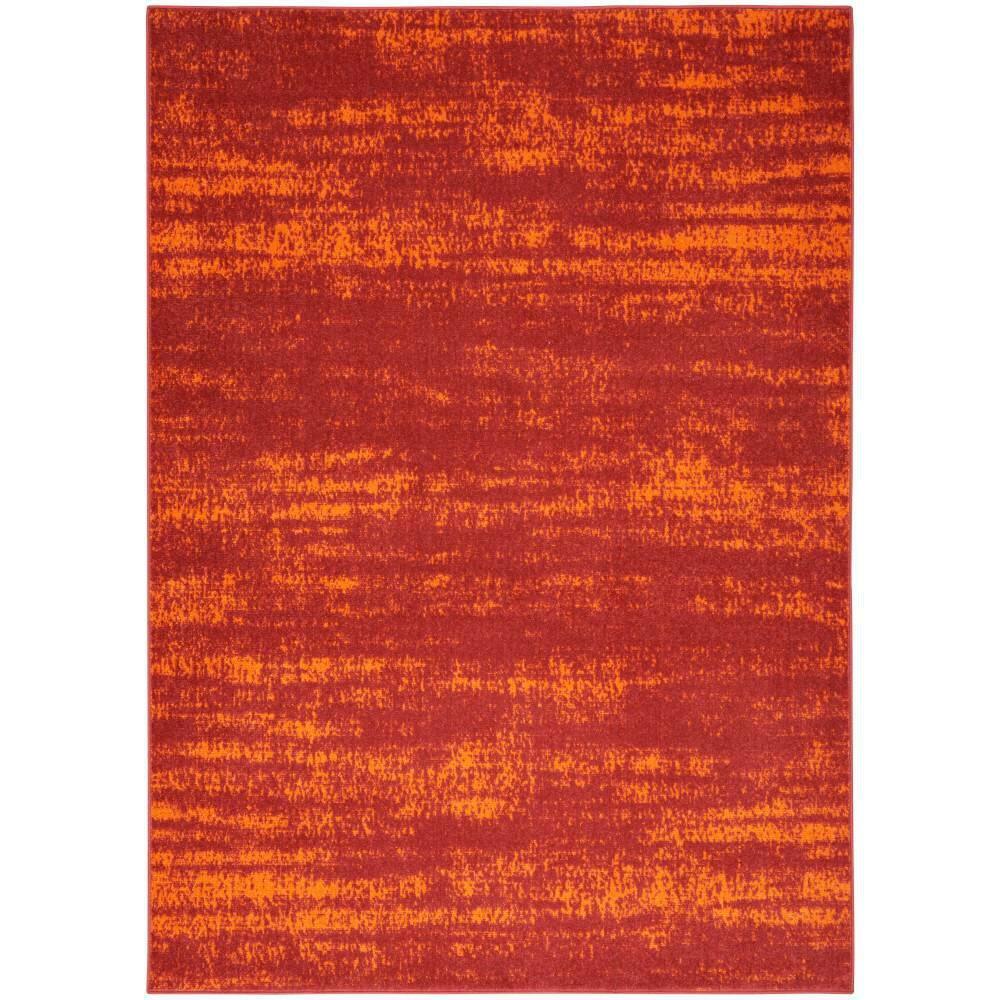 Nourison Essentials Abstract Low Pile Indoor Outdoor Area Rug 5' x 7' Red