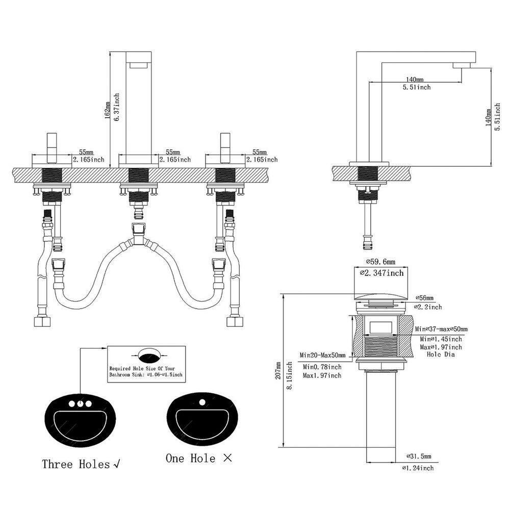 Widespread Single-handle Bathroom Faucet with Drain Assembly