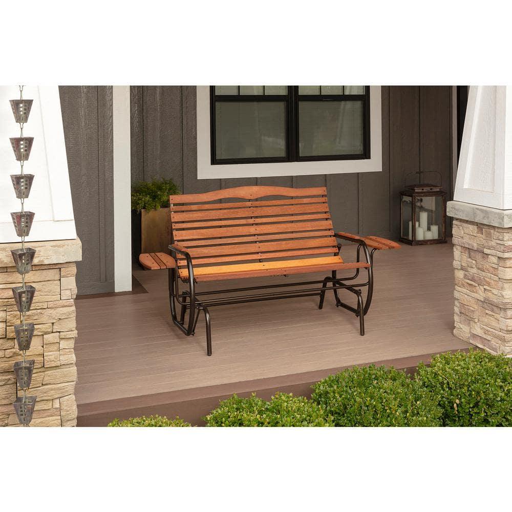 Jack Post Country Garden Glider Bench with Trays in Bronze Steel Frame