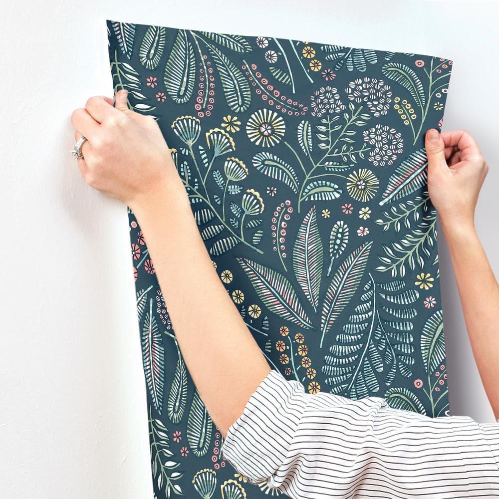 Briar Teal Floral Non-Woven Removable Wallpaper