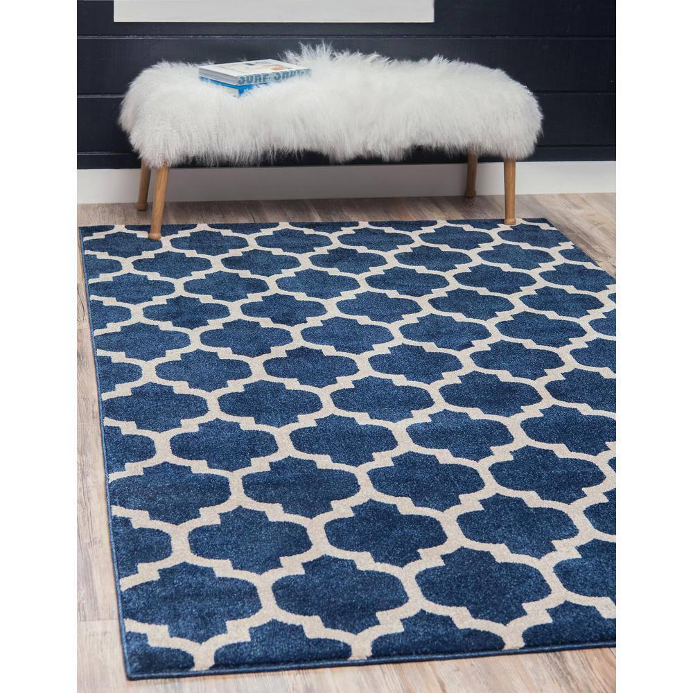 Unique Loom 4' 1 x 6' 1 Trellis Philadelphia Dark Blue Area Rug