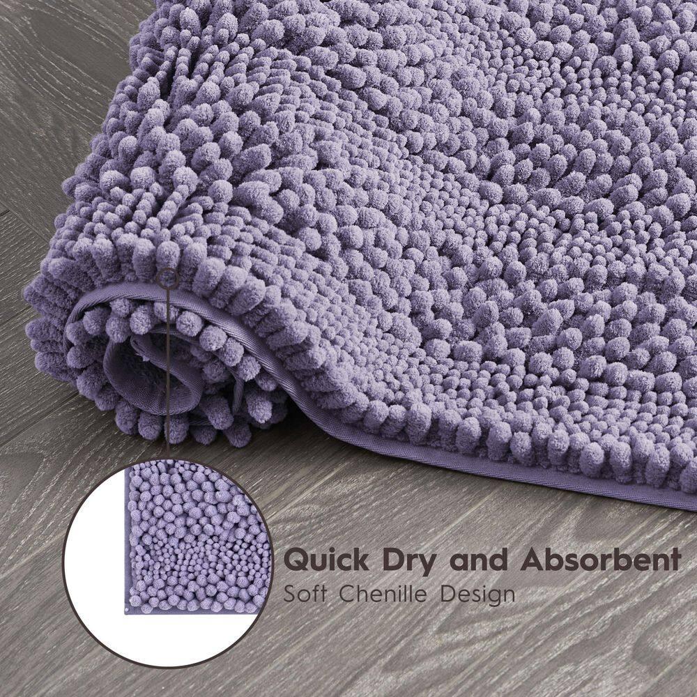 Wisteria Purple Chenille Non-Slip Polyester Bath Mat, 27" x 45"