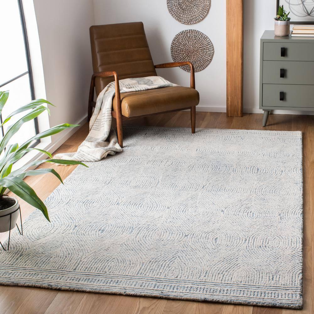 Abstract ABT340 Handmade Indoor Accent Rug - Ivory/Blue - 3'x5' - Safavieh