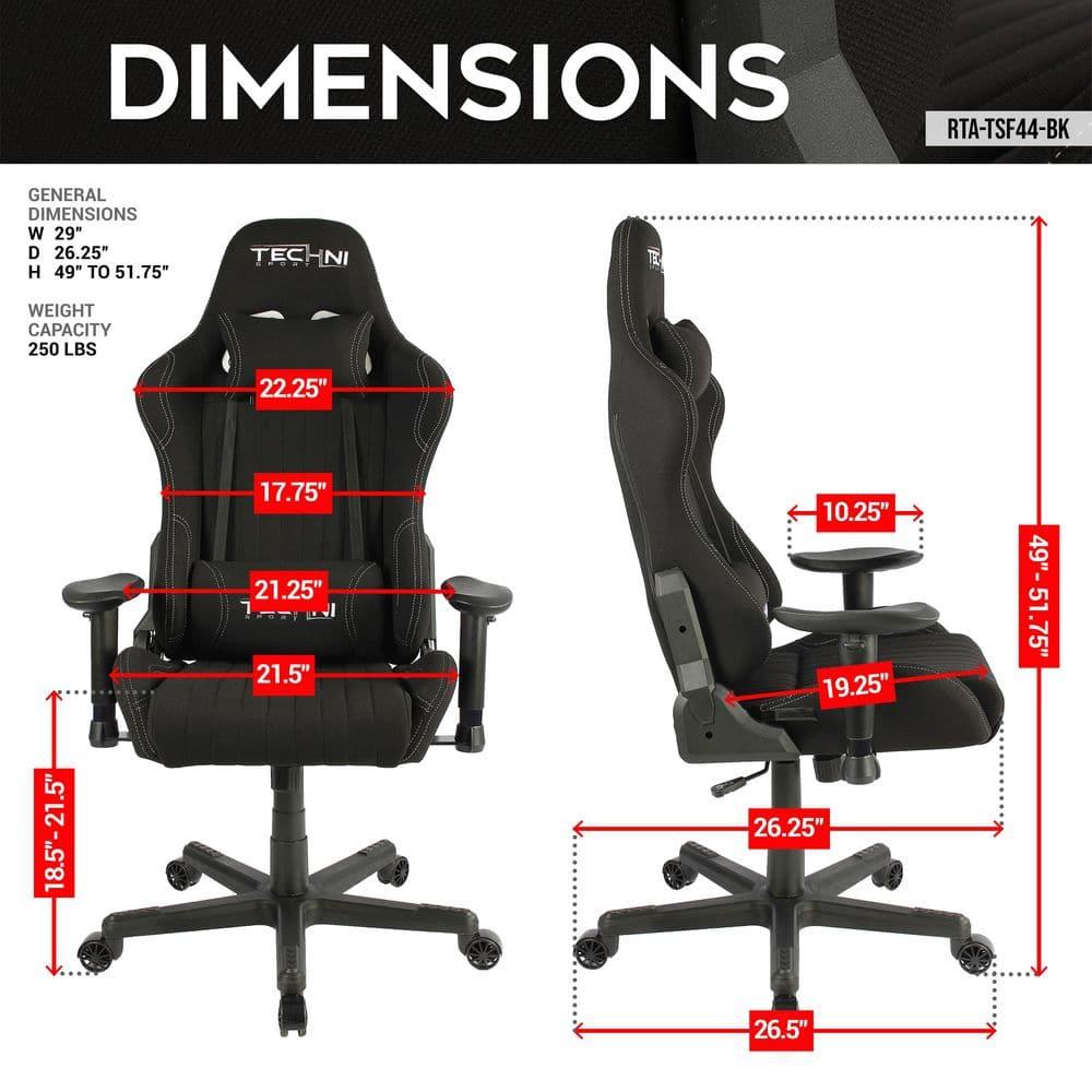 Techni Sport Techni Sport Adjustable Reclining Ergonomic Swiveling PC & Racing Game Chair in Black