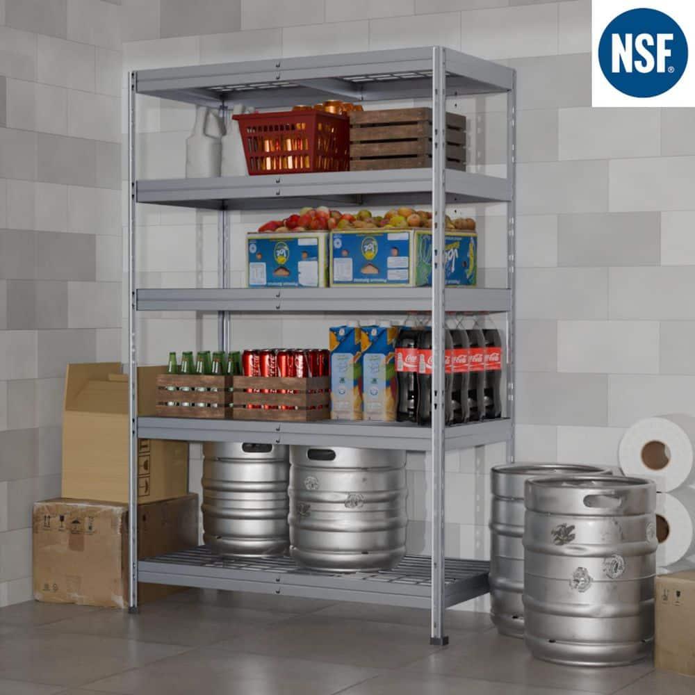 AR SHELVING Ar Shelving 5-Tier Galvanized Steel Garage Storage Shelving Unit in Silver with Wire Racks (35.4 in. W x 71 in. H x 18 in. D) NSF Certified