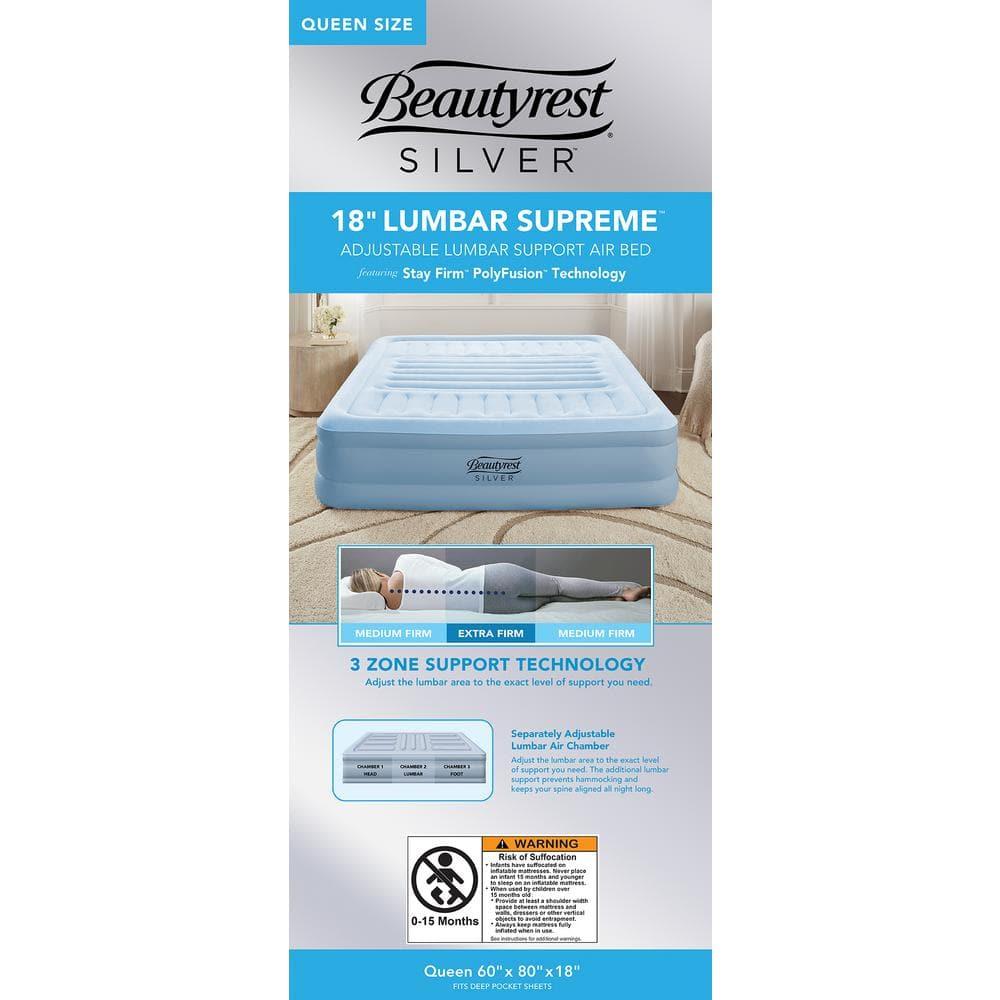 Beautyrest Lumbar Supreme 3-Zone Adjustable Air Mattress with Built-in Pump - Queen