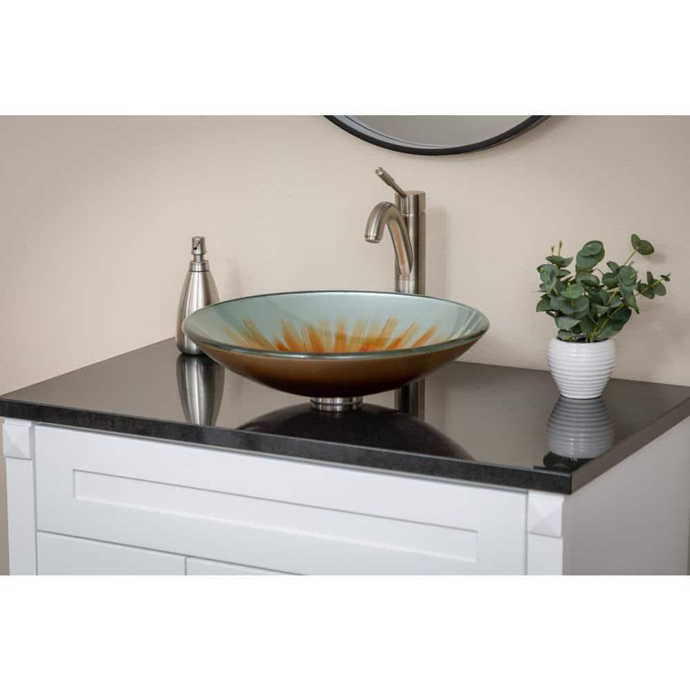Eden Bath 18'' Orange Tempered Glass Circular Bathroom Sink