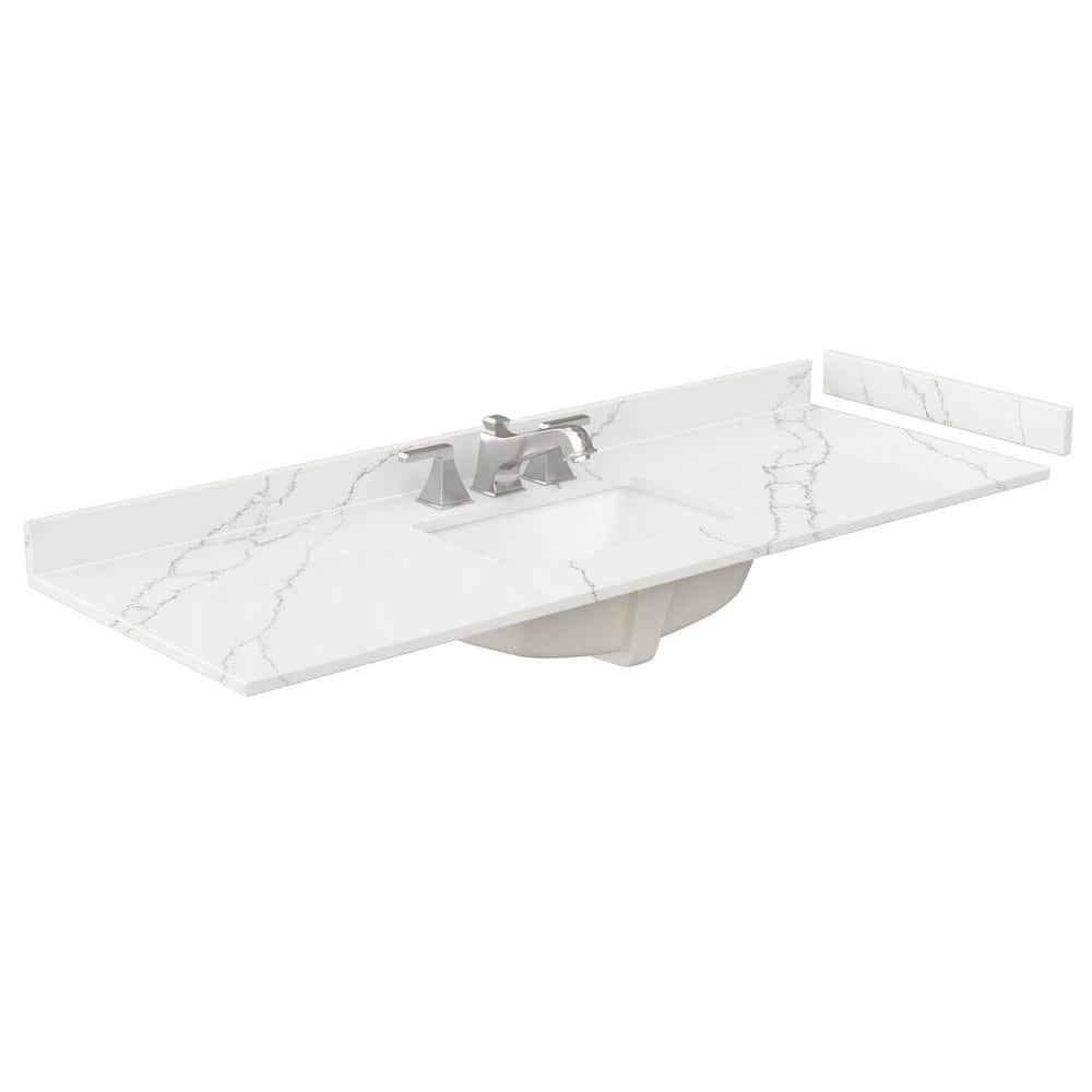 Wyndham Collection Beckett 60" Freestanding Single Bathroom Vanity with Quartz Top