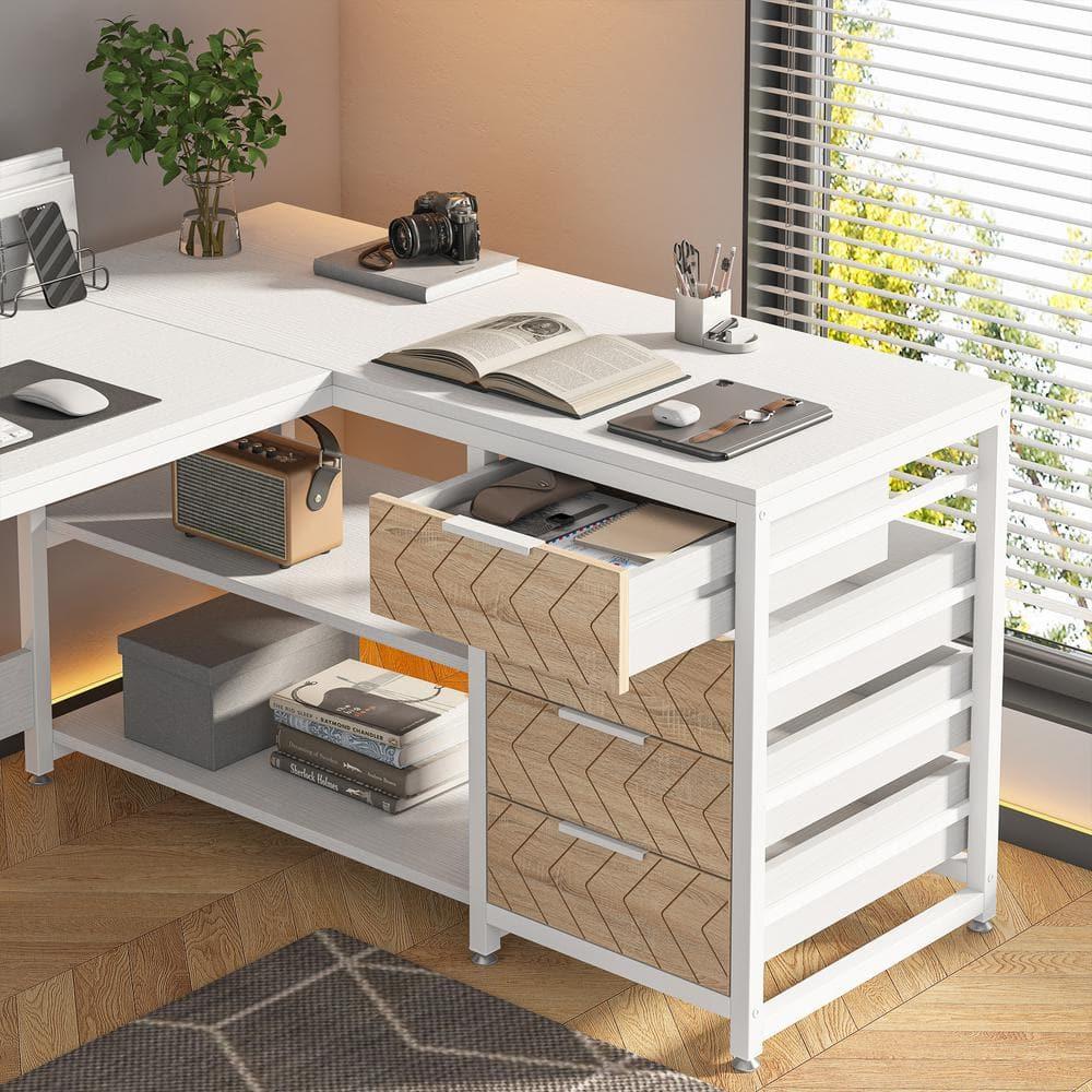 Tribesigns 59" L-Shaped Computer Desk, Reversible Corner Office Desk for Home Office, White