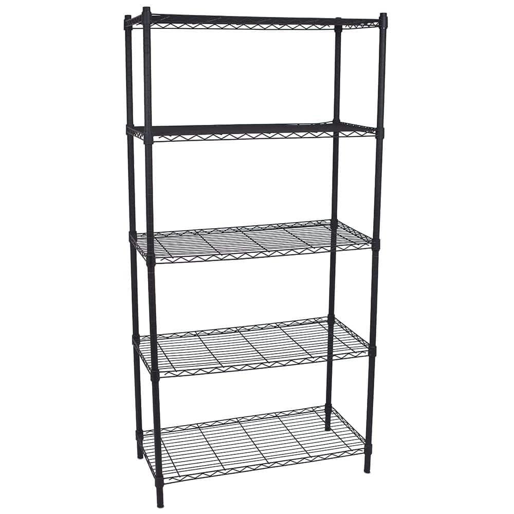 Internet's Best 5-Tier Wire Shelving - Flat Black - Heavy Duty Shelf