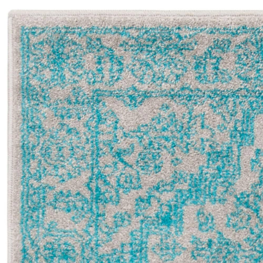 Adirondack ADR108 Power Loomed Runner Rug - Light Grey/Teal - 2'6"x8' - Safavieh.
