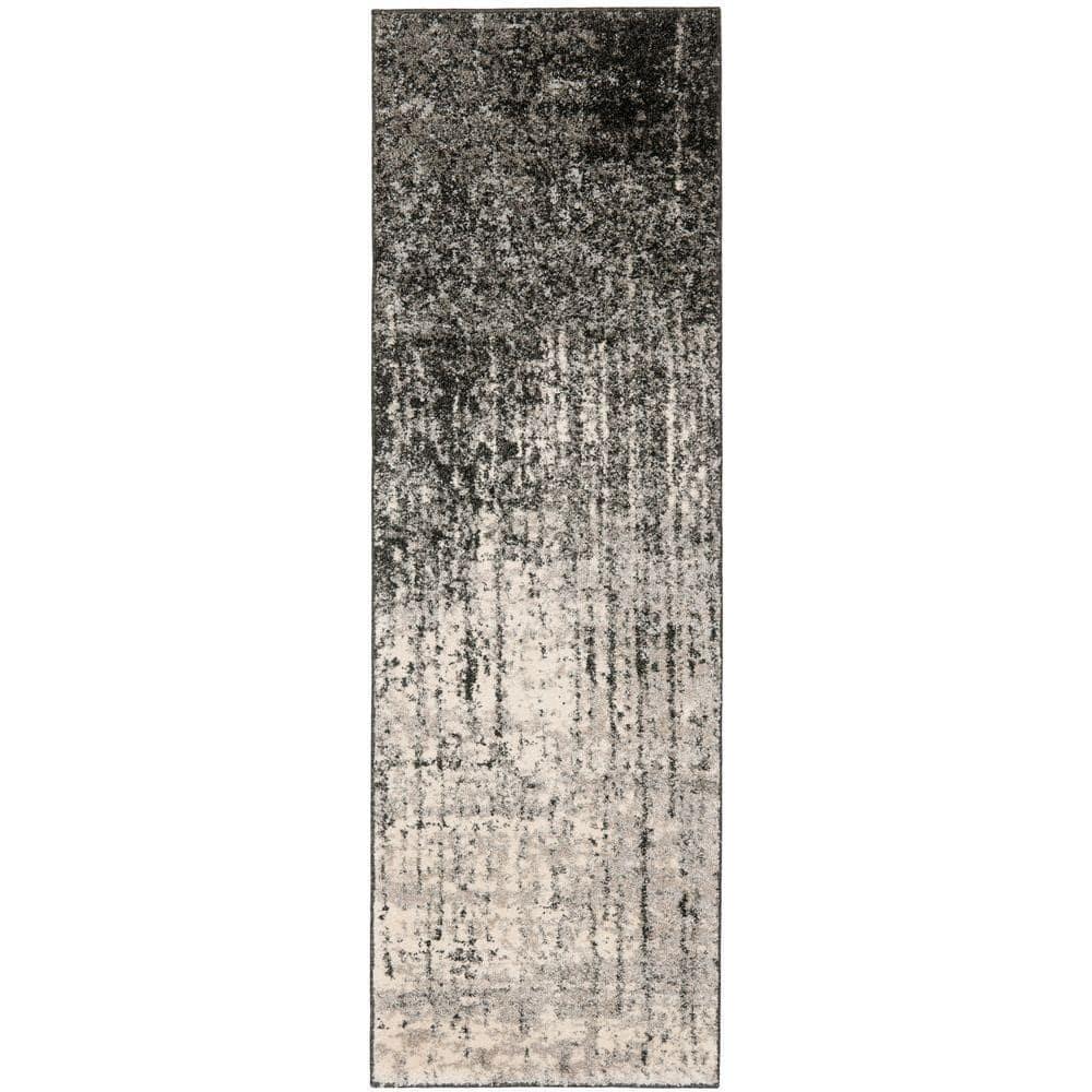 Retro RET2770 Power Loomed Indoor Runner Rug - Black/Light Grey - 2'3"x9' - Safavieh.