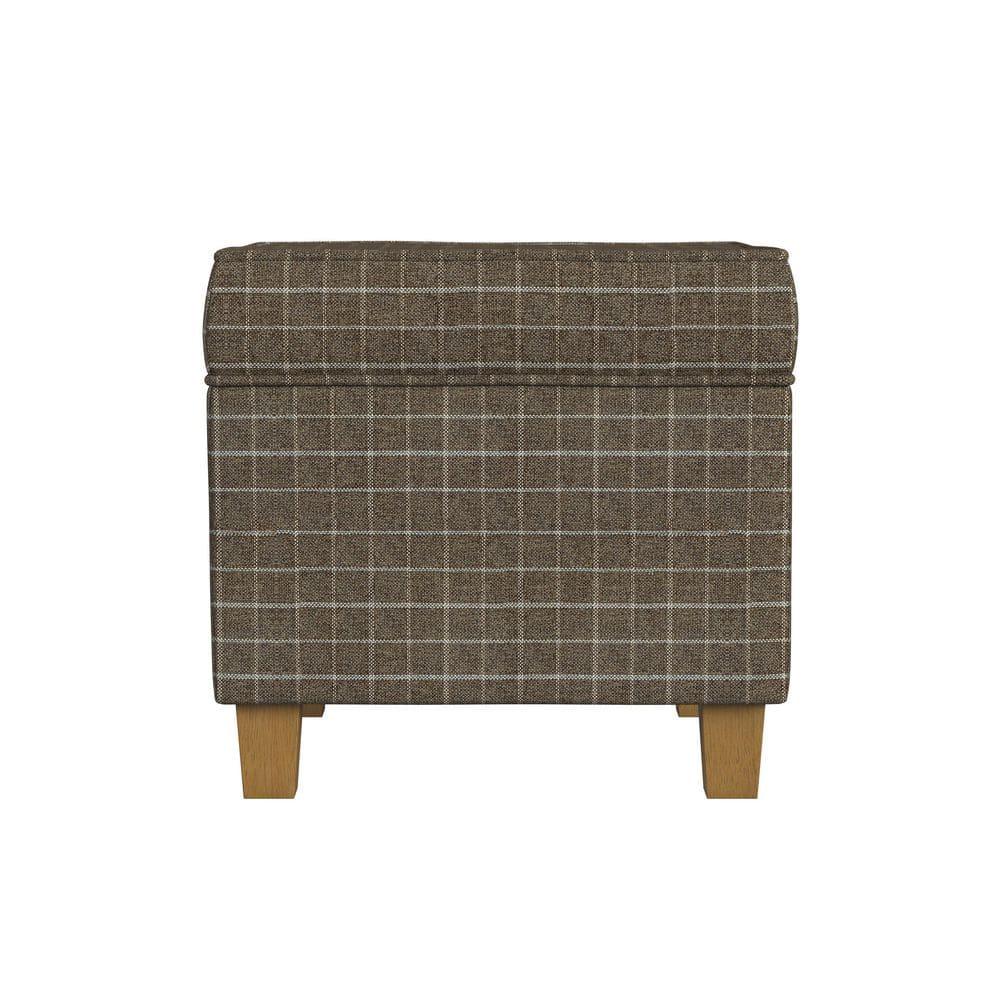 Cole Classics Square Storage Ottoman with Lift Off Top Light Brown Window Pane - HomePop