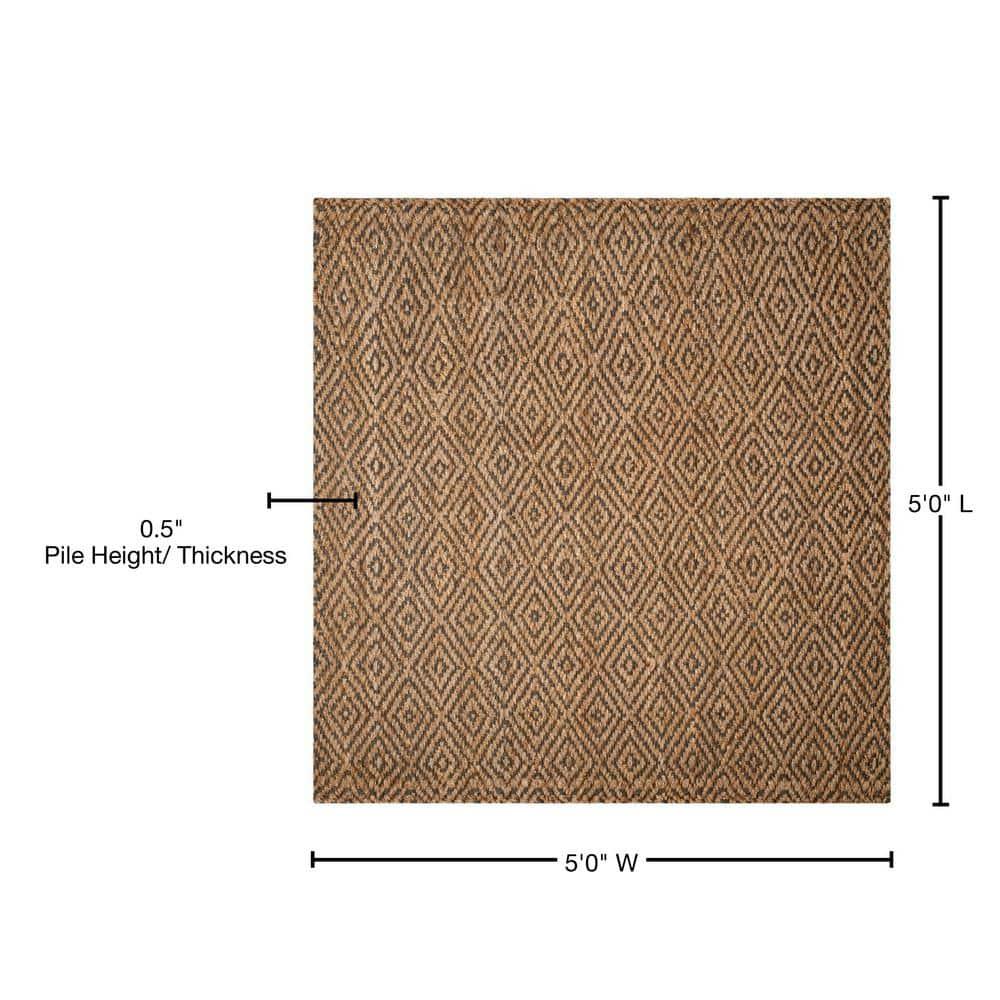 Natural Fiber NF181 Hand Woven Area Rug - Natural/Grey - 5'x5' - Safavieh.